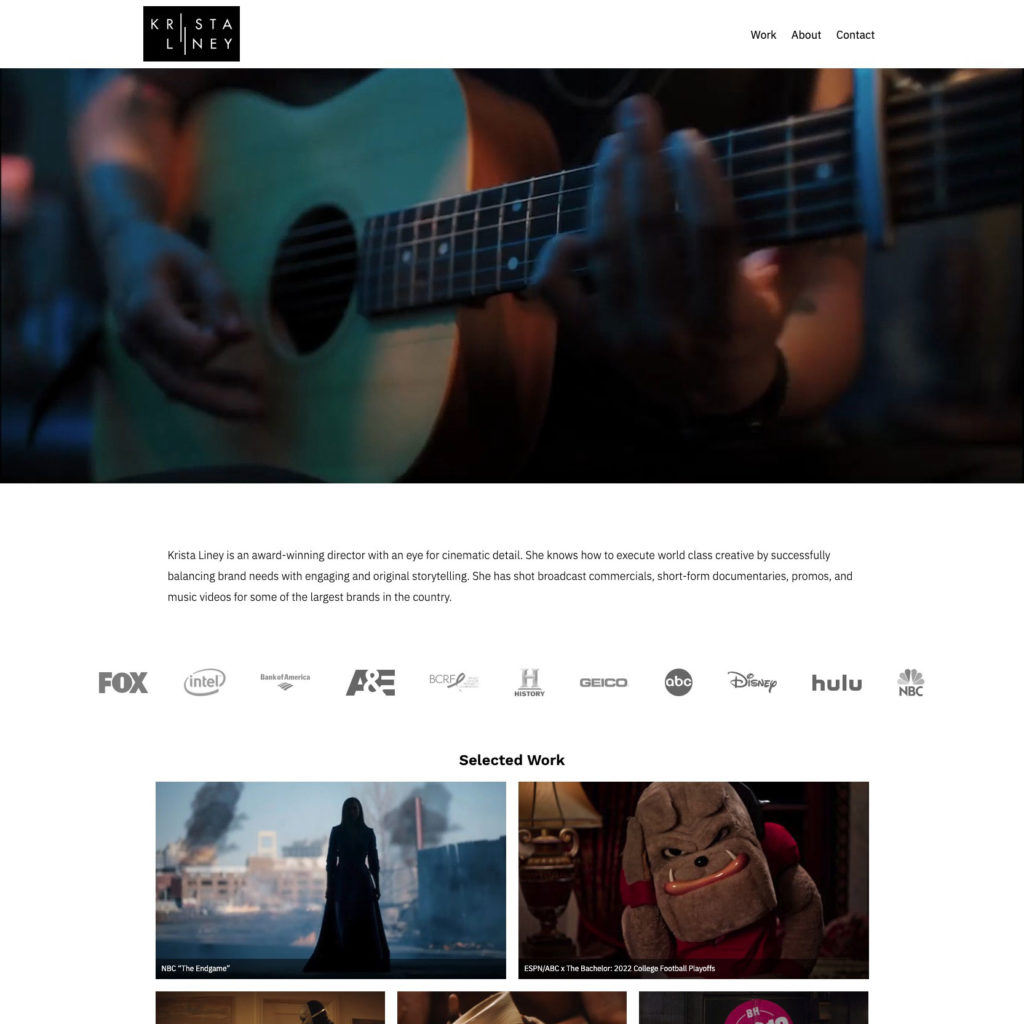 Krista Liney Homepage Screenshot